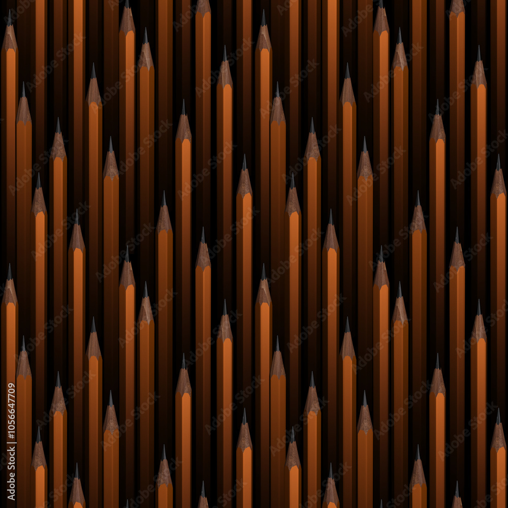 Seamless background pattern of vertical pencils based on 3d rendering on black. No AI used Seamless background pattern of vertical pencils based on 3d rendering on black. No AI used