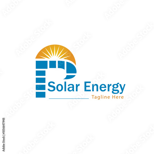 Letter P Sunset Logo Design Template Inspiration Vector Illustration Soler energy logo