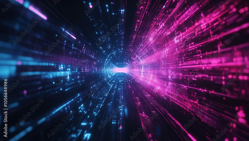 Abstract futuristic background with glowing light blue and pink rays Abstract futuristic background with glowing light blue and pink rays