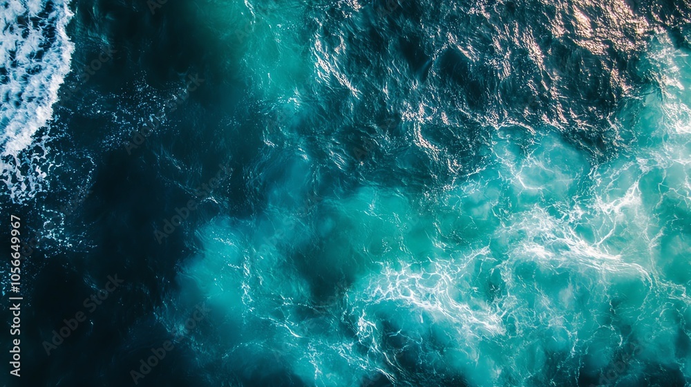 Aerial ocean view with crashing waves Aerial ocean view with crashing waves