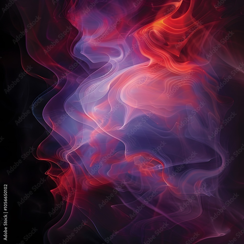 An abstract composition of swirling colors resembling ethereal forms. An abstract composition of swirling colors resembling ethereal forms.