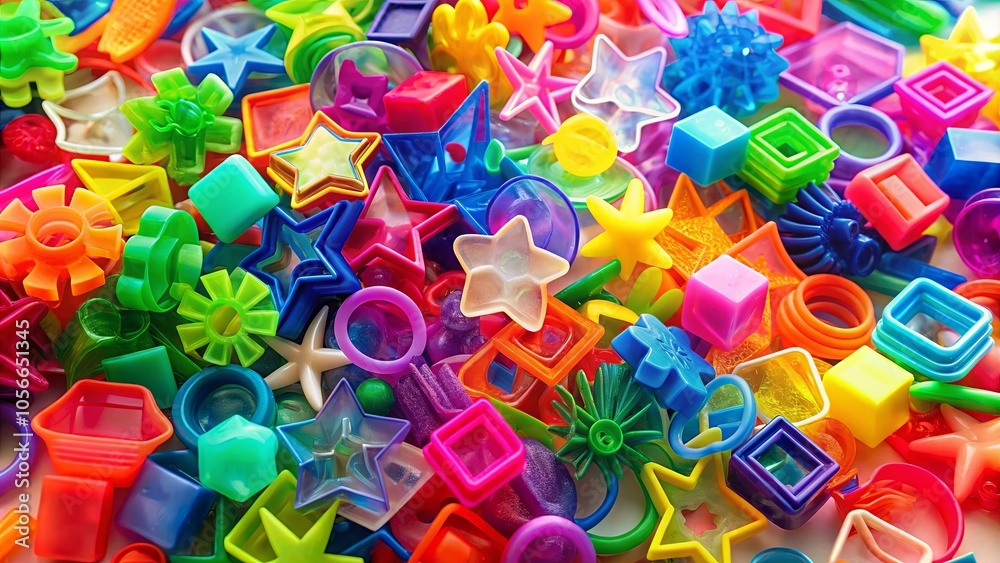 A vibrant and playful composition of colorful plastic shapes, each piece a miniature world of imagination and creativity, arranged in a captivating tapestry of color and form. A vibrant and playful composition of colorful plastic shapes, each piece a miniature world of imagination and creativity, arranged in a captivating tapestry of color and form.