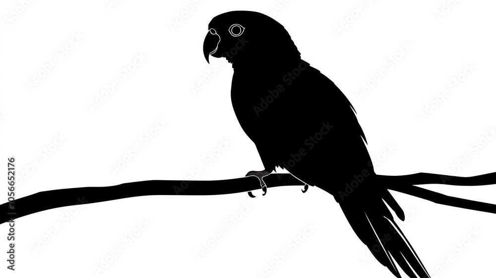 Silhouette of a Carolina Parakeet, capturing the iconic profile of this vibrant and now-extinct bird species. The minimalist design highlights the parakeet's distinct form, Silhouette of a Carolina Parakeet, capturing the iconic profile of this vibrant and now-extinct bird species. The minimalist design highlights the parakeet's distinct form,