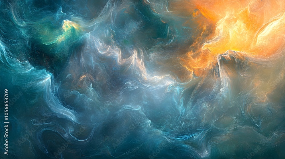 Fototapeta premium Ethereal Visualization of Emotional Healing and Tranquility through Swirling Energy Fields and Soothing Gradient Hues