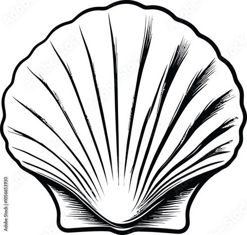 Cute Seashell Hand Drawn Clipart Vector Line Art Illustration, Coloring Pages For Toddlers