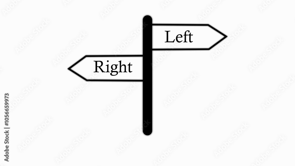 Directional Road sign to Left and Right Arrow animated on a white and ...
