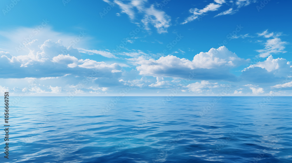 Obraz premium sea landscape. sky over calm sea. Blue sea and sunny sky on horizon over calm water