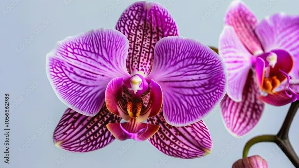 A vibrant purple orchid with intricate patterns and delicate petals. A vibrant purple orchid with intricate patterns and delicate petals.