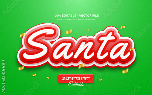 Red santa cartoon text effect editable