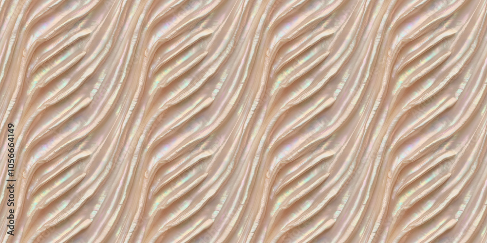 A close-up of a flat shell surface with a pearlescent texture