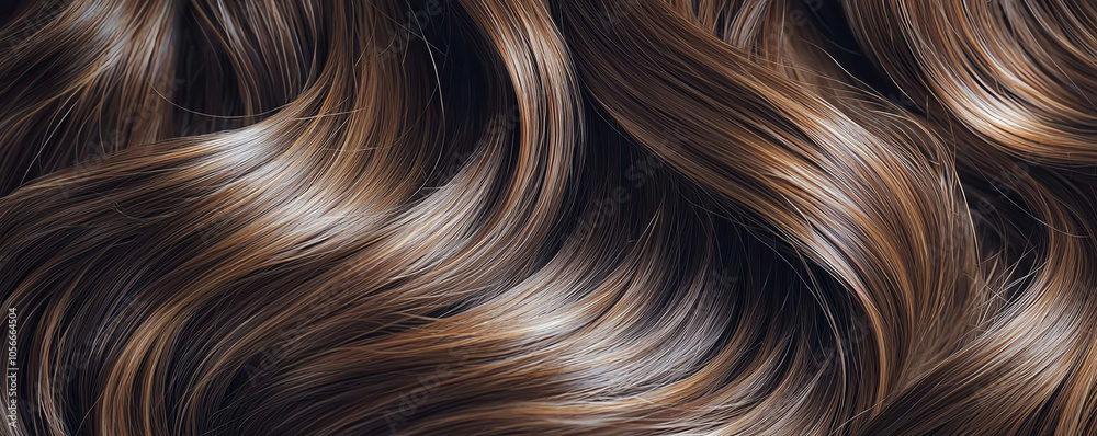 A detailed close-up of silky brown hair in soft A detailed close-up of silky brown hair in soft