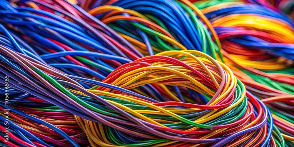 A vibrant tangle of colorful wires, each strand a distinct hue, creates a mesmerizing pattern of intertwining lines. A vibrant tangle of colorful wires, each strand a distinct hue, creates a mesmerizing pattern of intertwining lines.