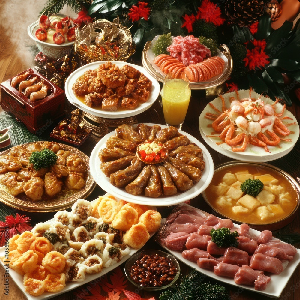 Traditional New Year food and drinks Traditional New Year food and drinks