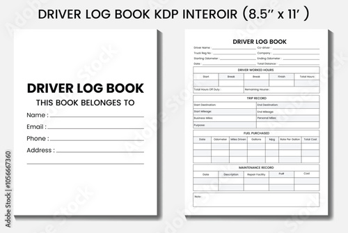 driver logbook book KDP interior, Amazon Low Content Interior,  photo