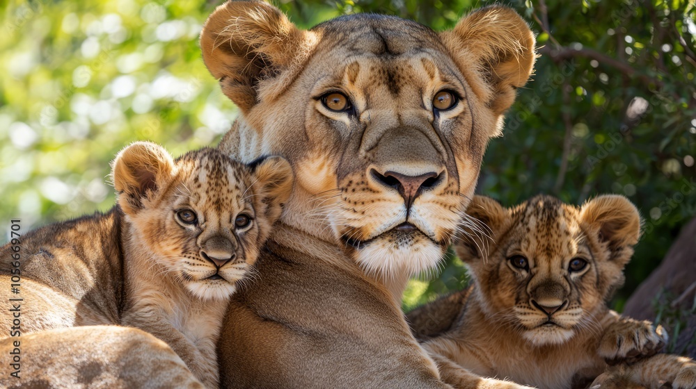 Majestic Lioness and Cubs: A Heartwarming Display of Family Bonding in the Wild Majestic Lioness and Cubs: A Heartwarming Display of Family Bonding in the Wild