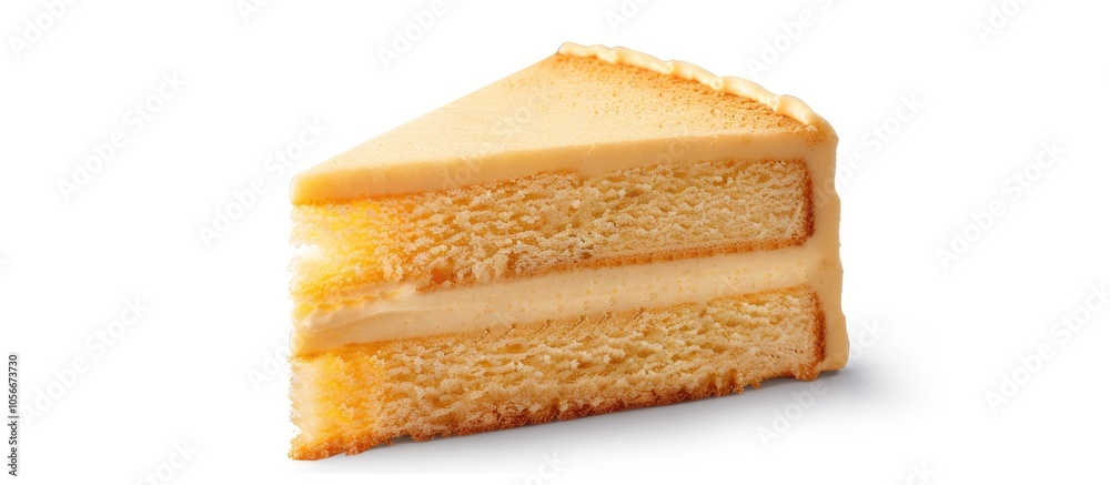 Fototapeta premium Butter Cake Slice Isolated On White Background