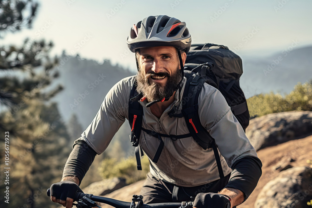 Athlete on Bicycle with Safety Gear Capturing Outdoor Spirit Athlete on Bicycle with Safety Gear Capturing Outdoor Spirit