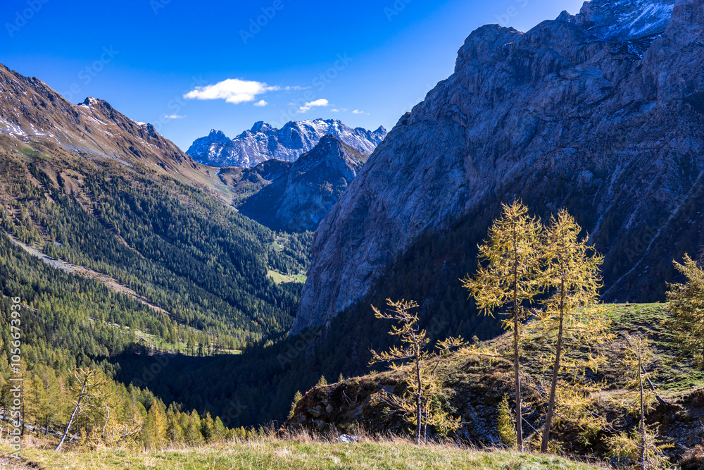 The Carnic Alps in a colorful autumn day