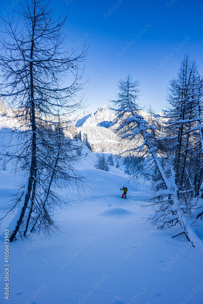 Ski mountaineering in the Carnic Alps, Friuli-Venezia Giulia, Italy