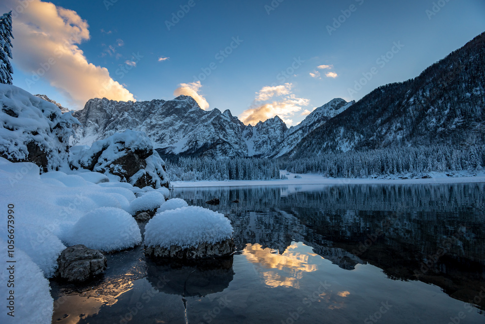 Cold evening at the lakes of Fusine