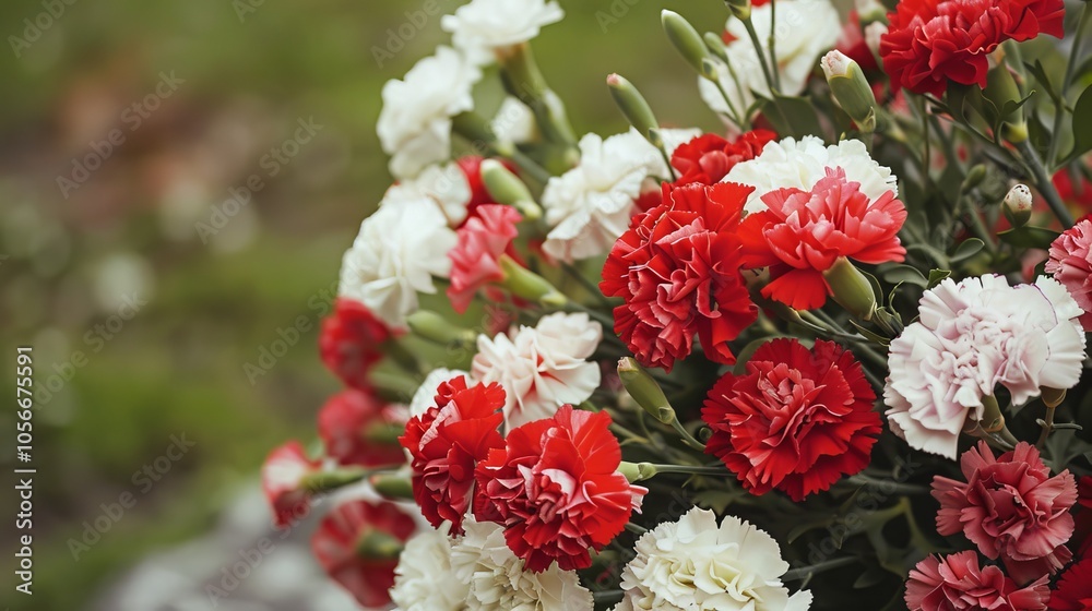 Grateful Memorial Day tribute adorned with a bouquet of carnations, expressing eternal gratitude. Grateful Memorial Day tribute adorned with a bouquet of carnations, expressing eternal gratitude.