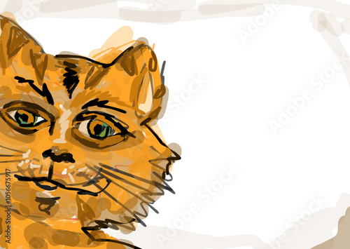 Cartolina Auguri Celebrazione Simpatia Serie Cat Art Handmade Illustration