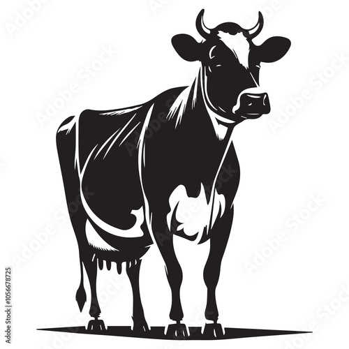 Cow black silhouette vector isolated on white background design, ai generated