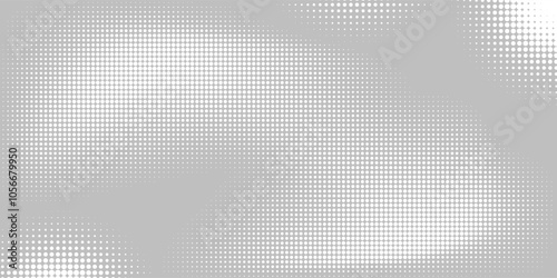 Black and white dotted halftone background.
