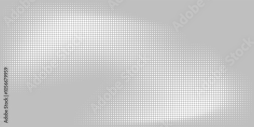 Black and white dotted halftone background.