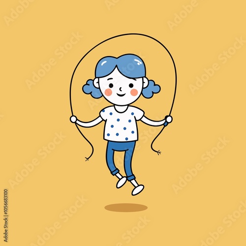 girl jumping rope vector illustration photo