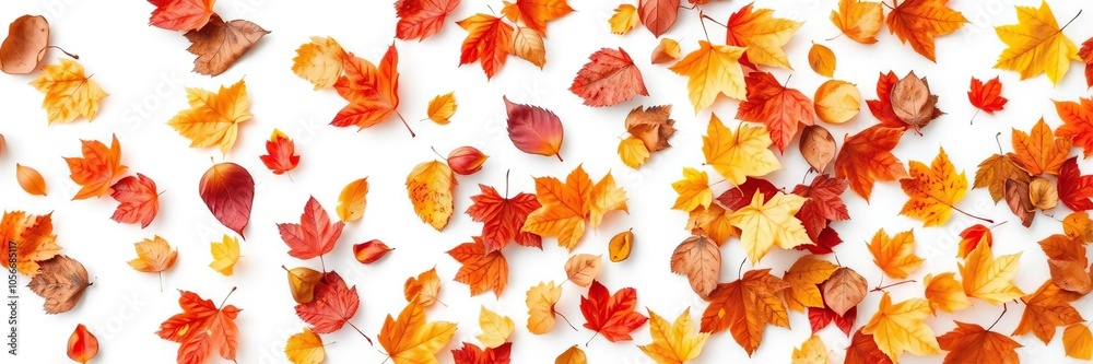 A serene autumn scene with scattered fallen white leaves, white background, serene, change A serene autumn scene with scattered fallen white leaves, white background, serene, change
