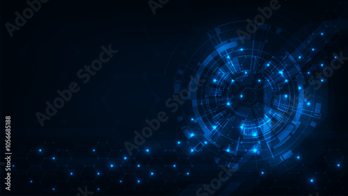 Digital hud sci fi technology concept adstract blue light background.