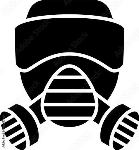 Respirator solid icon. Fireman gas mask glyph style pictogram on white background. Safety signs protective fire mask for mobile concept and web design. Vector graphics photo