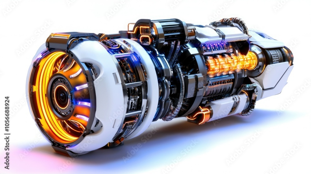 Futuristic hightech ice engine model showcasing innovative design and performance features Futuristic hightech ice engine model showcasing innovative design and performance features