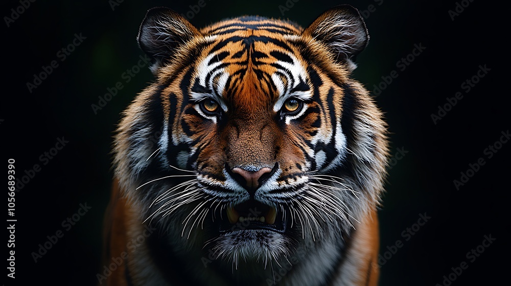Fototapeta premium Intense gaze of aggressive tiger captured in striking wildlife pictures