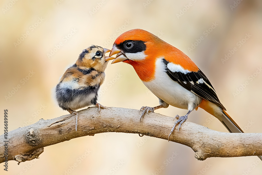 Parent Bird Feeding Chick - Close Encounter of Nature’s Beautiful Moments Parent Bird Feeding Chick - Close Encounter of Nature’s Beautiful Moments
