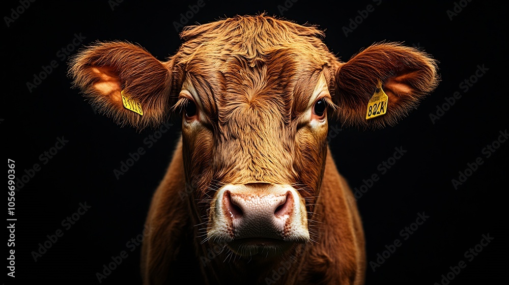 Portrait of a cow with an intense expression against a minimalistic dark background : Generative AI Portrait of a cow with an intense expression against a minimalistic dark background : Generative AI