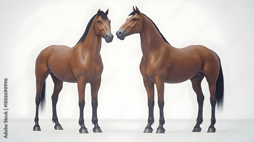 Obraz premium 3D Veteran Bonding Therapy Horse Rehabilitation Center Candid Connection Healing Recovery Equine Assisted Therapy Icon Isolated White Background
