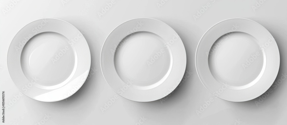 Set Of White Plate On White Background