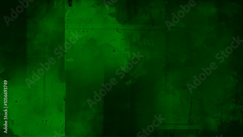 Abstract brush strokes watercolor vector. Green horror background with saturated textures and paint strokes.