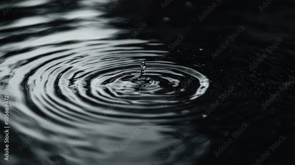 Black water surface with soft ripples and circular patterns embodying the tranquil and rejuvenating essence of stillness Black water surface with soft ripples and circular patterns embodying the tranquil and rejuvenating essence of stillness