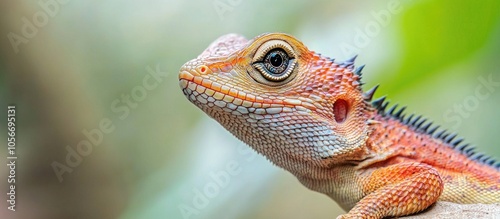 Closeup Head Shot Of Oriental Garden Lizard Calotes Versicolor Garden Lizard Changeable Lizard It Is A Beautiful Nature