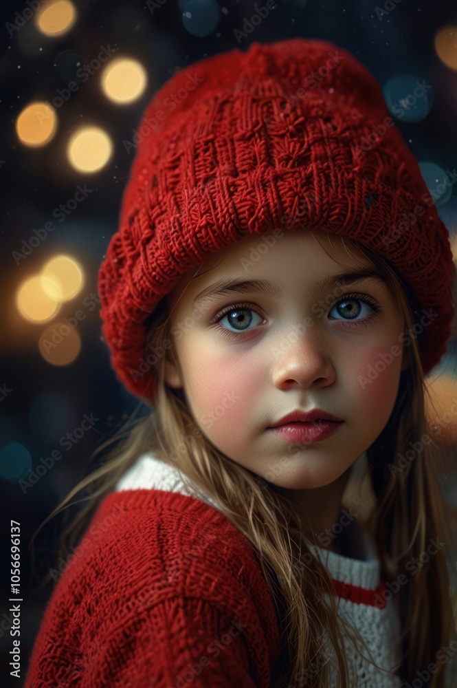 A young woman wearing a beautiful winter dress like Santa Claus, wearing a red winter hat, as if she wants to celebrate Christmas. A young woman wearing a beautiful winter dress like Santa Claus, wearing a red winter hat, as if she wants to celebrate Christmas.