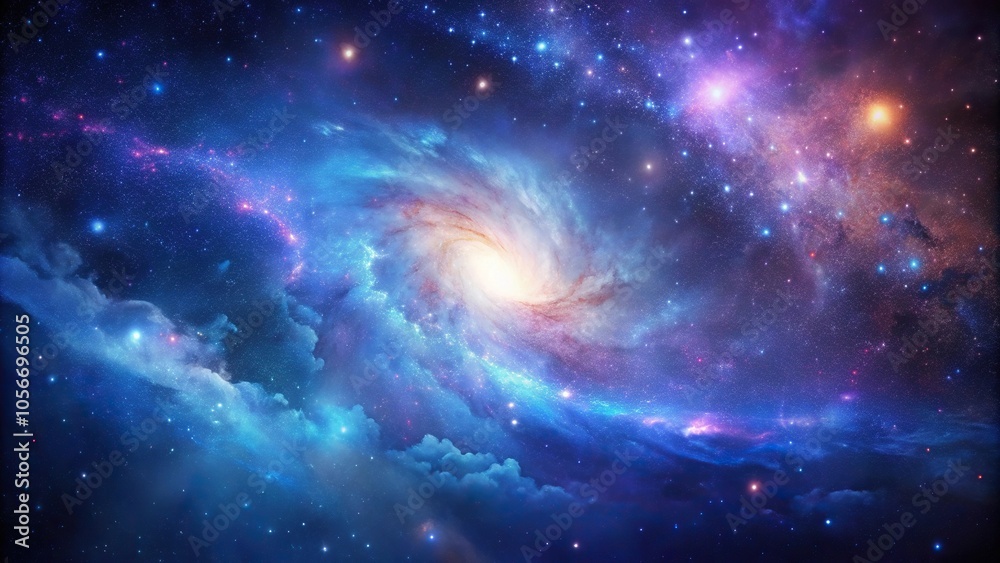 Obraz premium Deep Space Galaxy wallpaper with a dark blue and purple background, galaxy, deep space, galaxies far away, dark blue