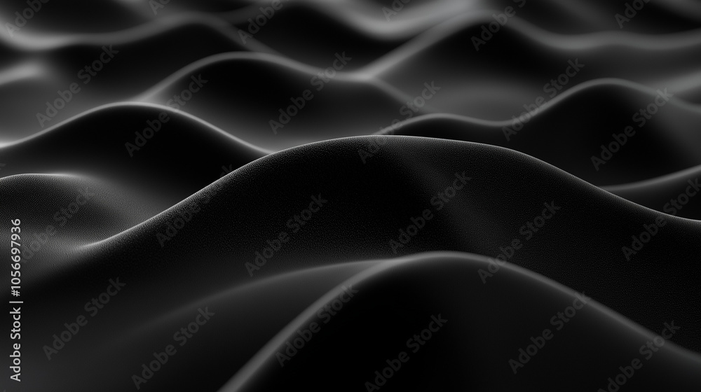 Obraz premium Background, matte black surface in the form of a wave, a neutral dark shade with a fine texture