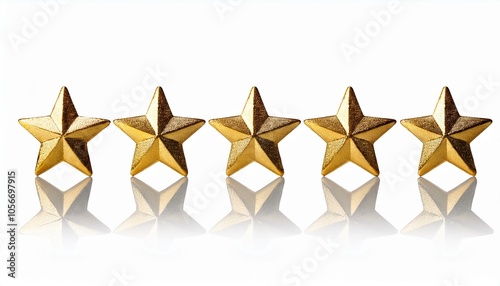 Elegant Golden Five-Star Review Icon Isolated on White"