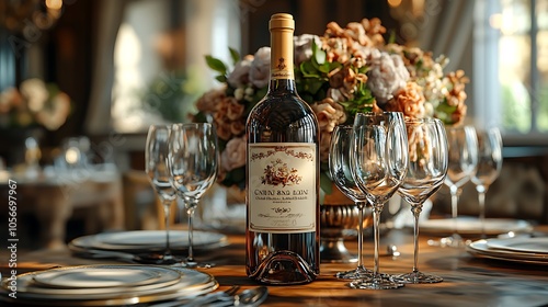 Luxury photos with wine bottles and delicate crystal glassware