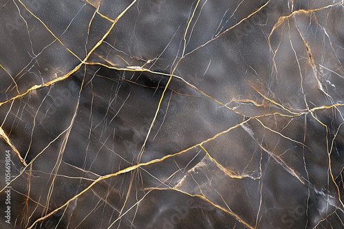 Close-up of luxurious black marble surface with gold veins, showcasing elegance and natural texture. Ideal for backgrounds or design projects.