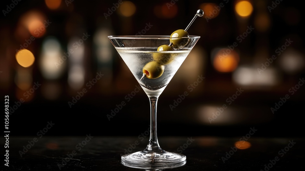 Vodka Martini garnished with an olive A refreshing long drink cocktail Vodka Martini garnished with an olive A refreshing long drink cocktail