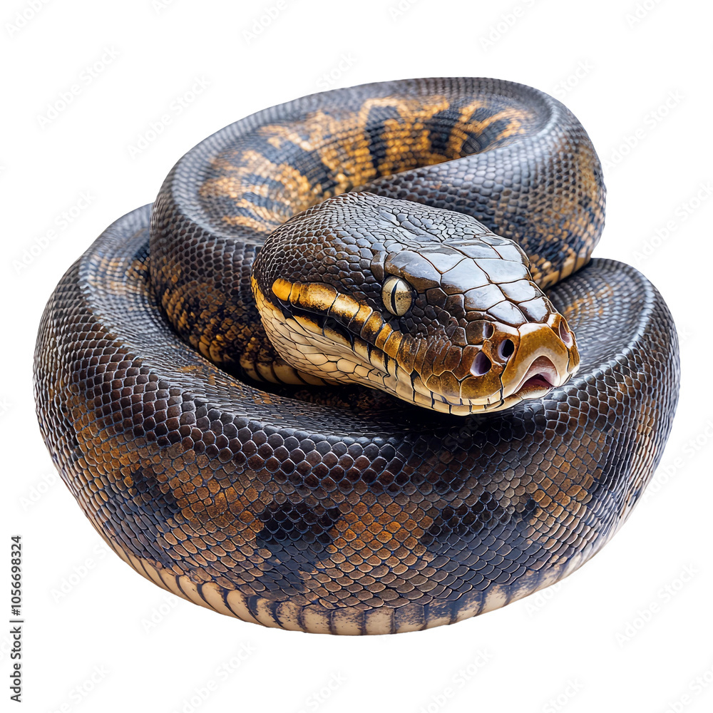 Fototapeta premium Coiled Snake on Transparent Background